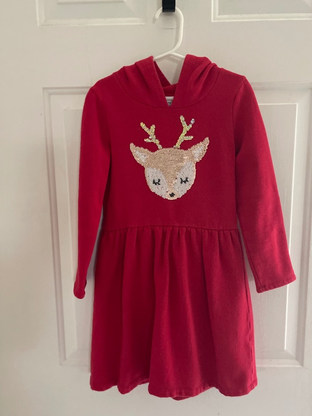 Carter’s Red Hooded Sequin Reindeer Dress Size 7